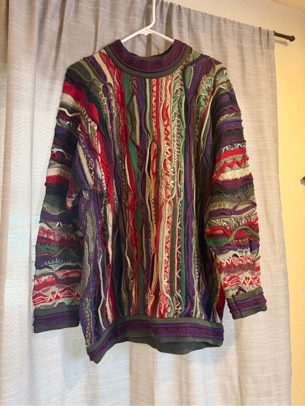 Vintage Coogi Multicolor Knit Sweater - Green, Purple, and Red
